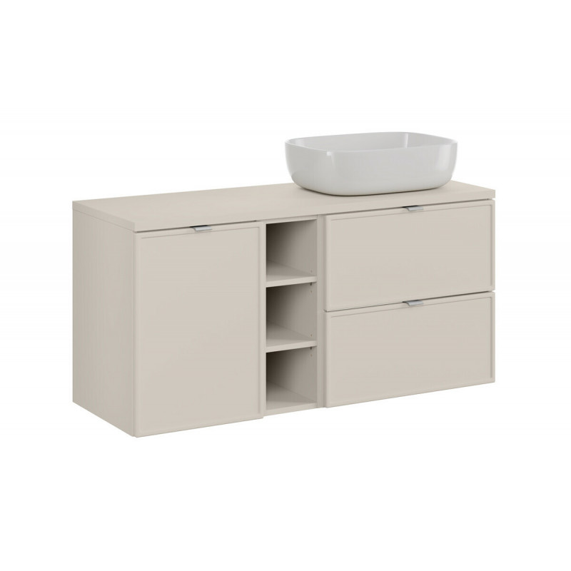 Zestaw mebli wiszących z blatem i umywalką nablatową Vista kaszmir 120 cm