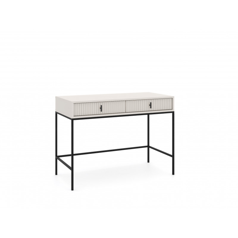 Toaletka MAGGIORE MA07 CASHMERE 104 cm – 2 Szuflady, Ryflowany Front, Czarne Uchwyty, Czarne Nogi