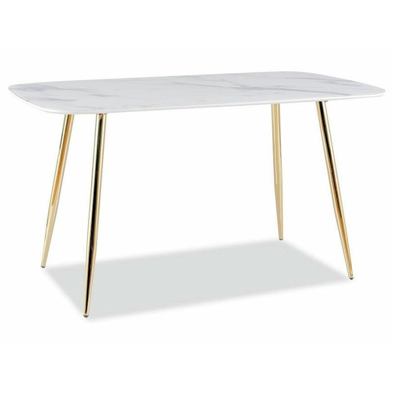 Stół Cloe biały efekt marmuru - złoty 140cm