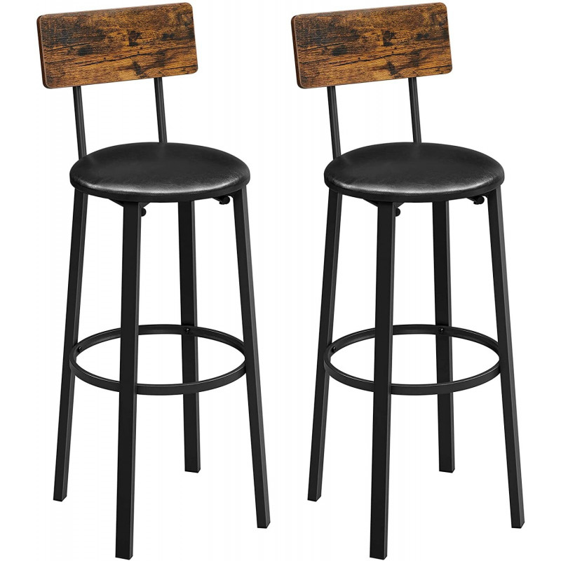 Zestaw dwóch stołków barowych z podnóżkiem czarny - vintage 39 cm
