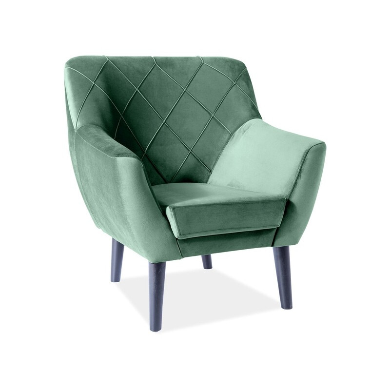 Fotel Kier velvet zielony bluvel 78 - wenge 76 cm
