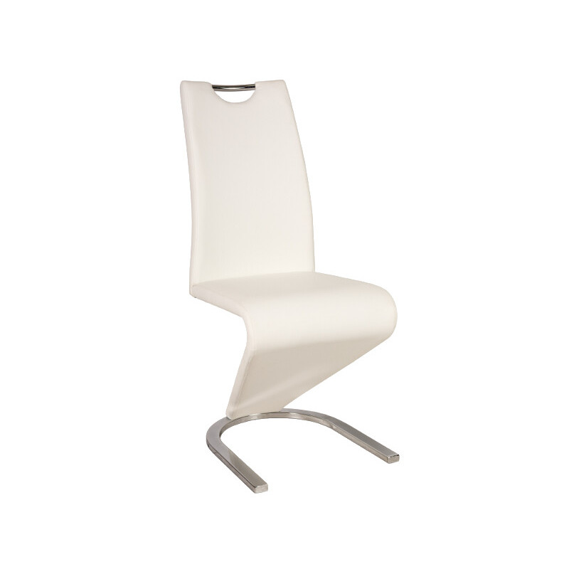 Krzesło BJ090 chrom - biały ekoskóra