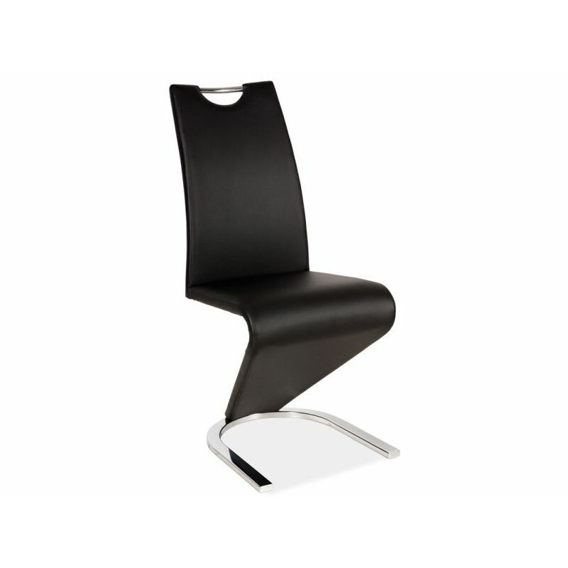 Krzesło BJ090 chrom - czarny ekoskóra