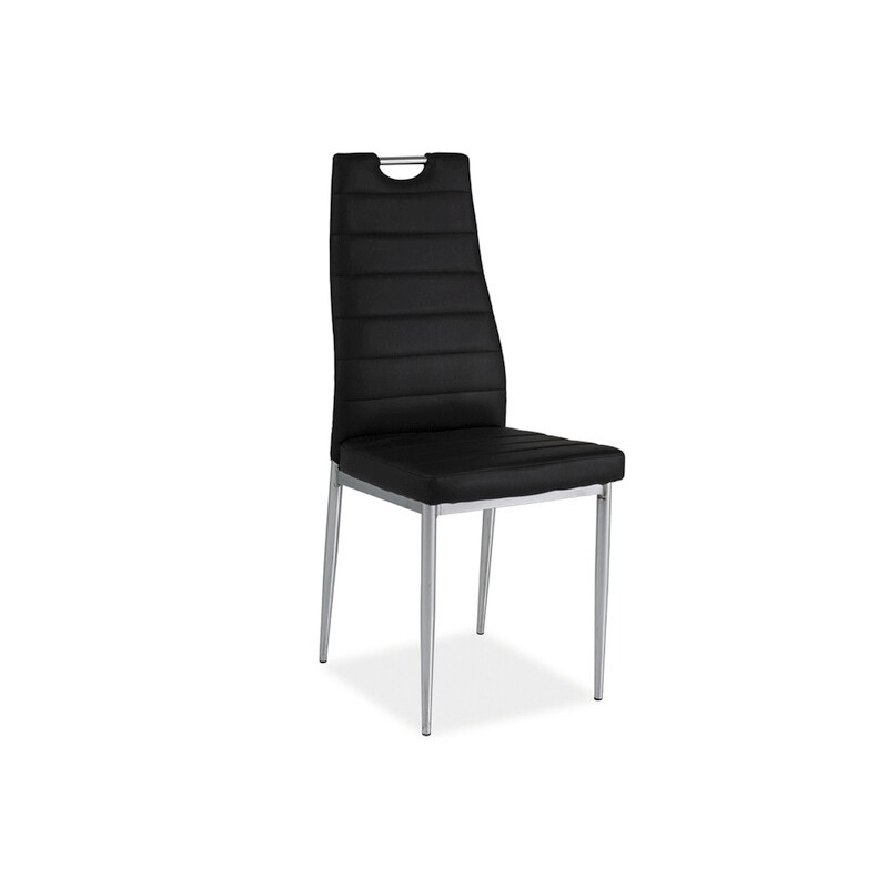 Krzesło BO260 chrom - czarny ekoskóra