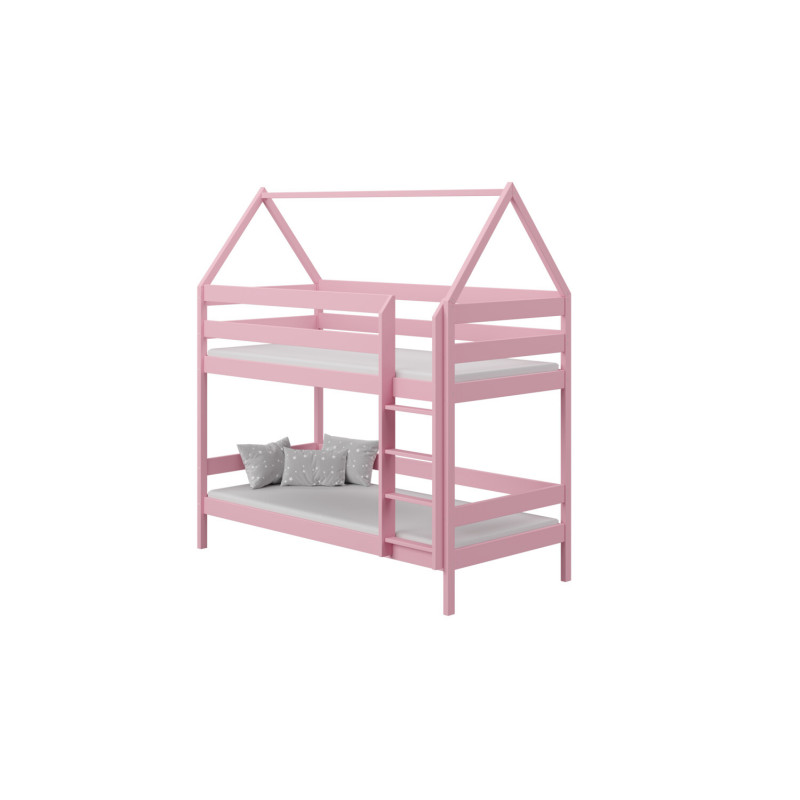 Łóżko piętrowe Domek różowy 180x80 cm