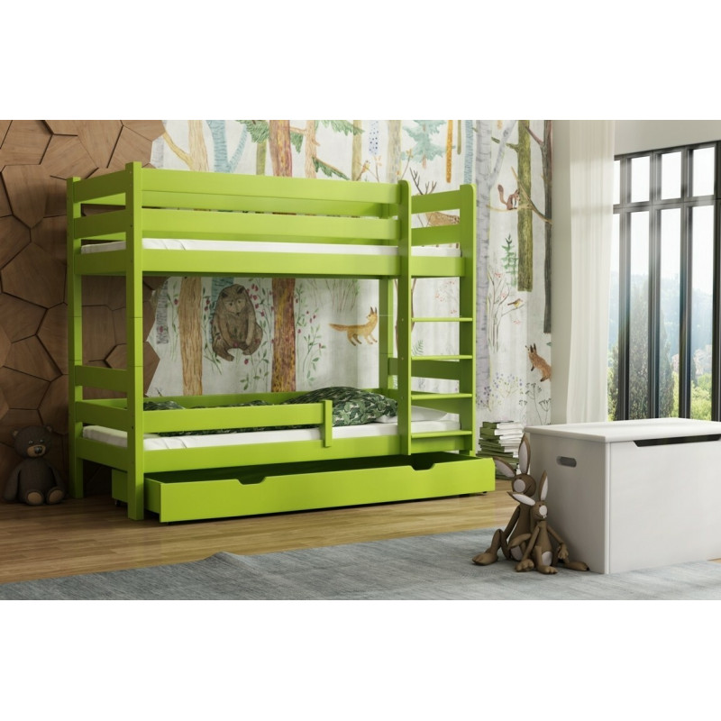 Łóżko piętrowe Agnes zielony 180x80 cm